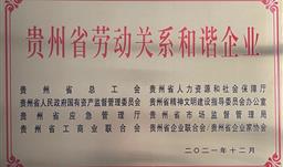 喜訊！川恒股份榮獲“2021年度貴州省勞動關(guān)系和諧企業(yè)”稱號